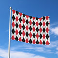 Red Black And White Argyle Pattern Print Polyester Flag