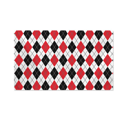 Red Black And White Argyle Pattern Print Polyester Flag