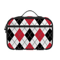 Red Black And White Argyle Pattern Print Portable Lunch Bag