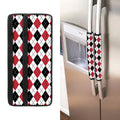 Red Black And White Argyle Pattern Print Refrigerator Handle Covers
