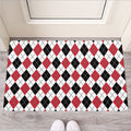 Red Black And White Argyle Pattern Print Rubber Doormat
