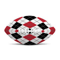 Red Black And White Argyle Pattern Print Rugby Ball