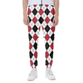 Red Black And White Argyle Pattern Print Joggers