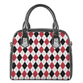 Red Black And White Argyle Pattern Print Shoulder Handbag