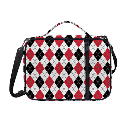Red Black And White Argyle Pattern Print Shoulder Strap Bible Bag