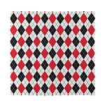 Red Black And White Argyle Pattern Print Silk Bandana