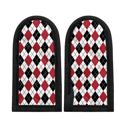 Red Black And White Argyle Pattern Print Skillet Handle Cover