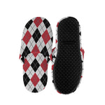 Red Black And White Argyle Pattern Print Slippers