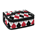 Red Black And White Argyle Pattern Print Small Lunch Bag