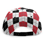 Red Black And White Argyle Pattern Print Snapback Cap