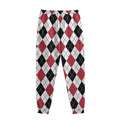 Red Black And White Argyle Pattern Print Sweatpants