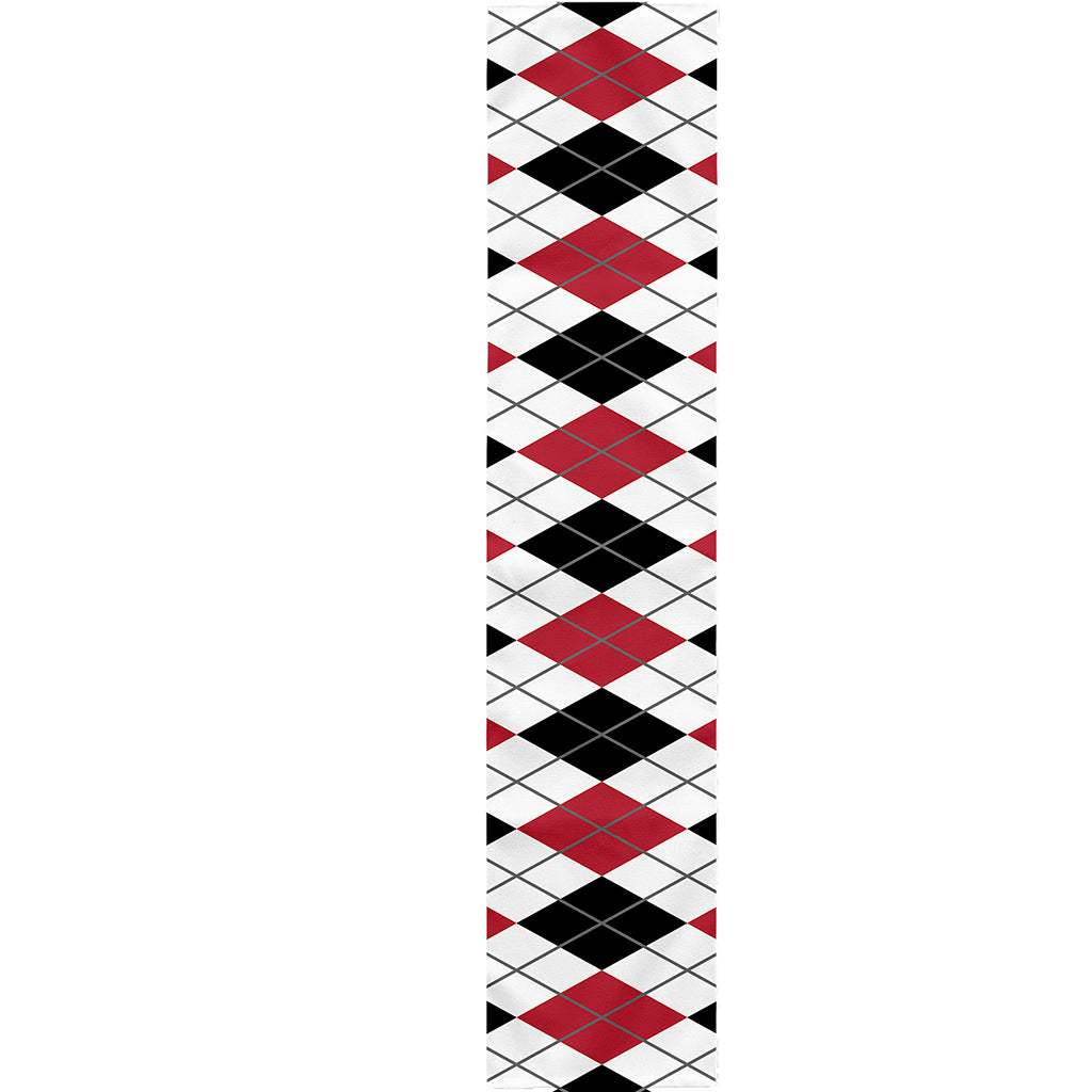Red Black And White Argyle Pattern Print Table Runner