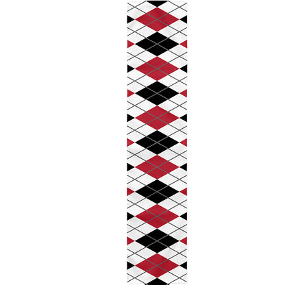 Red Black And White Argyle Pattern Print Table Runner