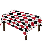 Red Black And White Argyle Pattern Print Tablecloth