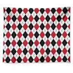 Red Black And White Argyle Pattern Print Tapestry