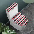Red Black And White Argyle Pattern Print Toilet Lid And Tank Cover Set