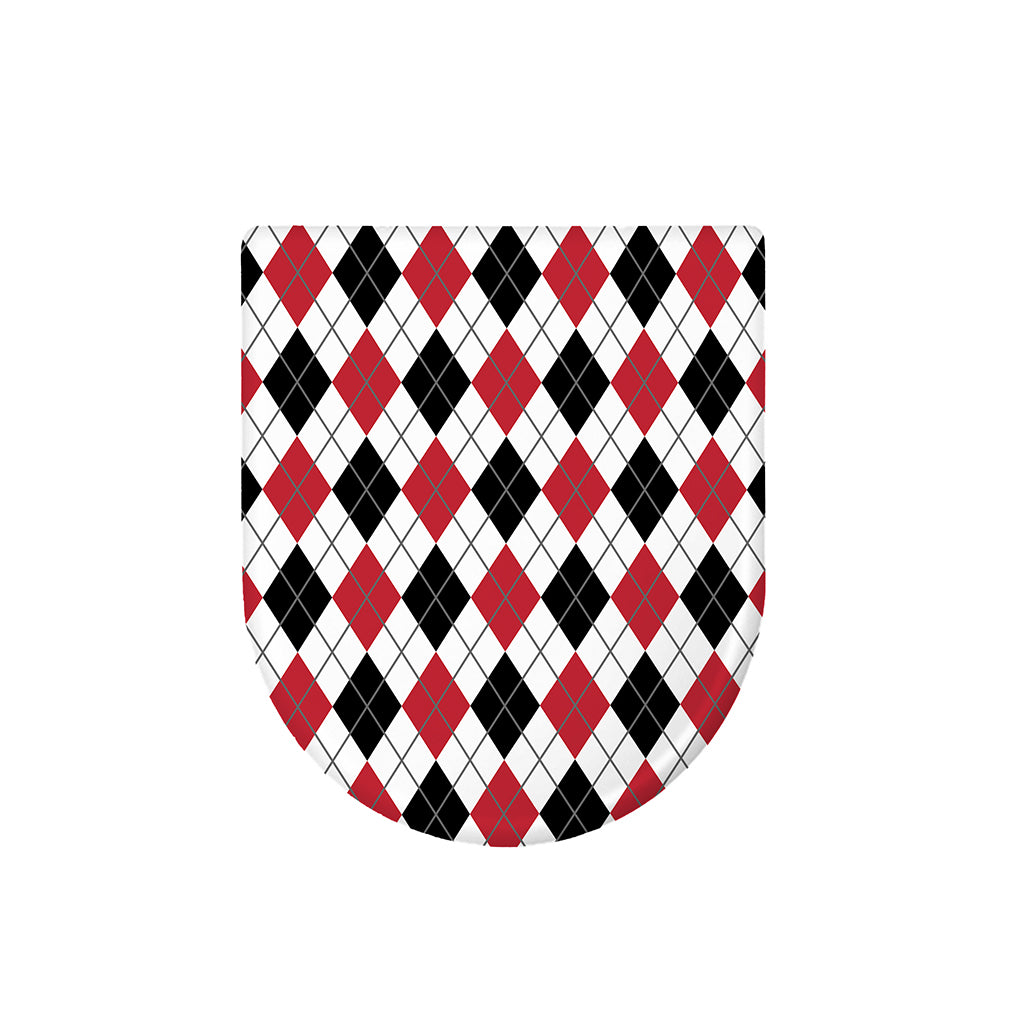 Red Black And White Argyle Pattern Print Toilet Lid Cover
