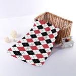 Red Black And White Argyle Pattern Print Towel