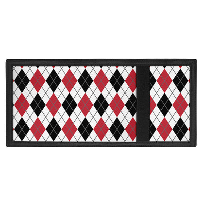 Red Black And White Argyle Pattern Print Trifold Wallet