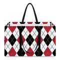 Red Black And White Argyle Pattern Print Utility Tote Bag