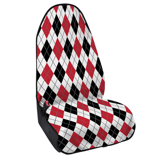 Red Black And White Argyle Pattern Print Waterproof Car Seat Cover