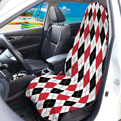 Red Black And White Argyle Pattern Print Waterproof Car Seat Cover
