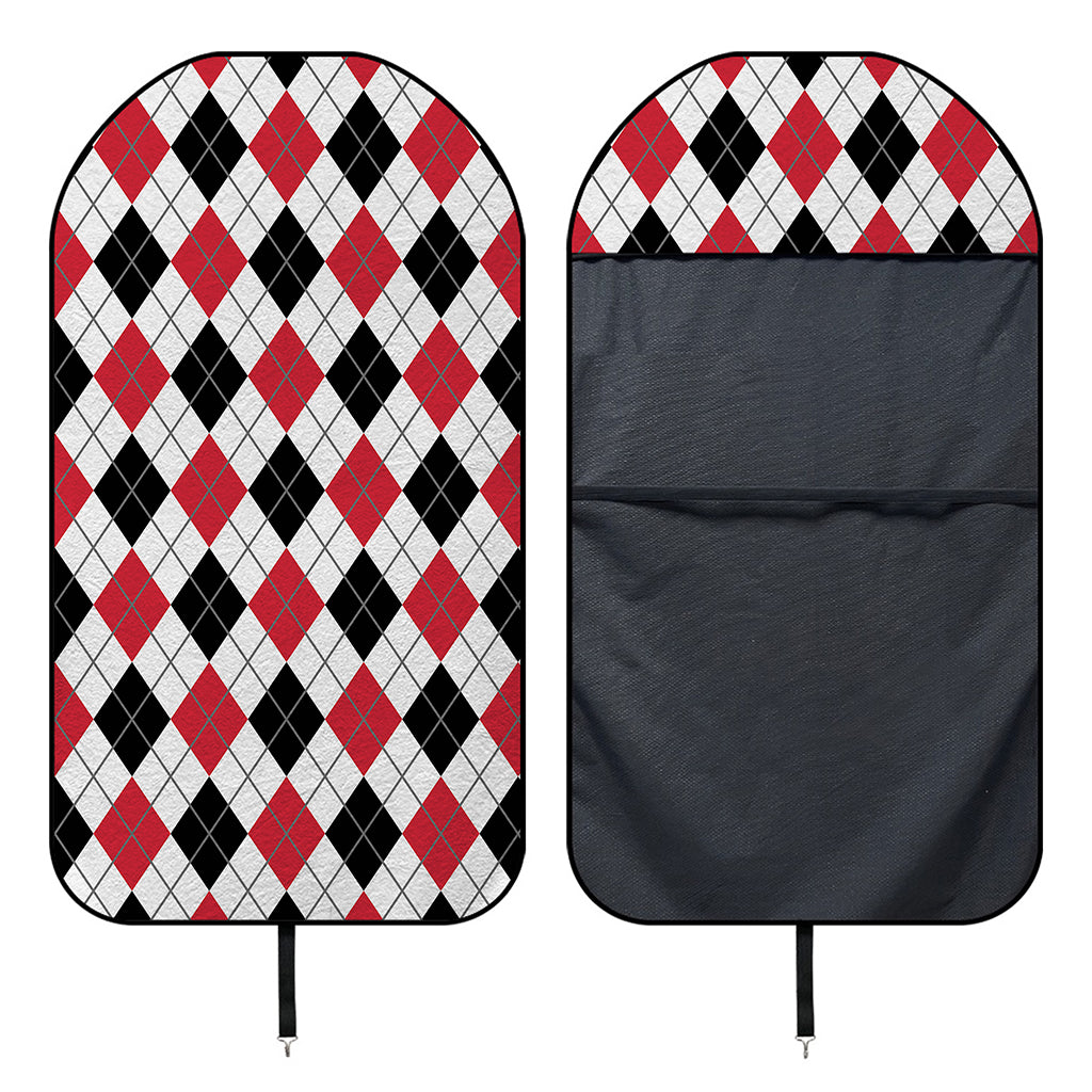Red Black And White Argyle Pattern Print Waterproof Car Seat Cover