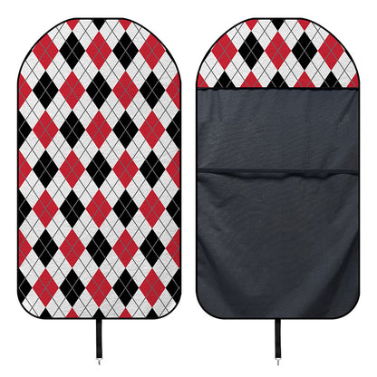 Red Black And White Argyle Pattern Print Waterproof Car Seat Cover