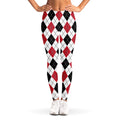 Red Black And White Argyle Pattern Print Women's Leggings