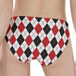 Red Black And White Argyle Pattern Print Women's Panties