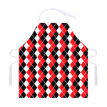 Red Black And White Argyle Print Adjustable Apron