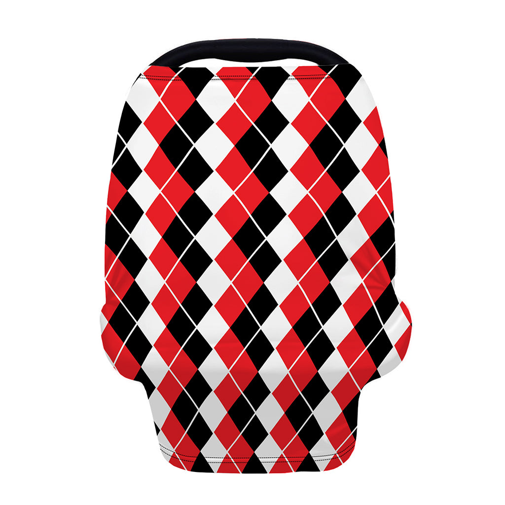 Red Black And White Argyle Print Baby Seat Cover