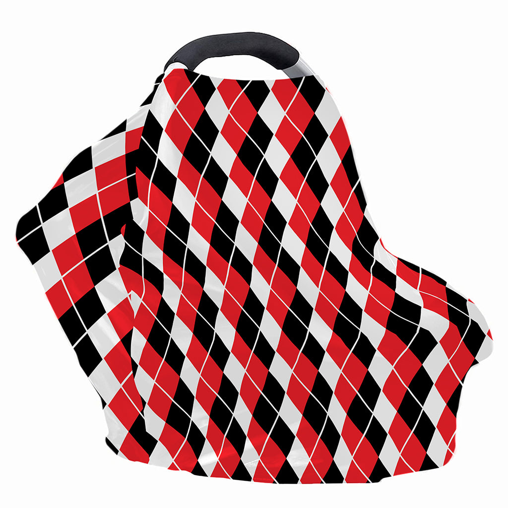 Red Black And White Argyle Print Baby Seat Cover
