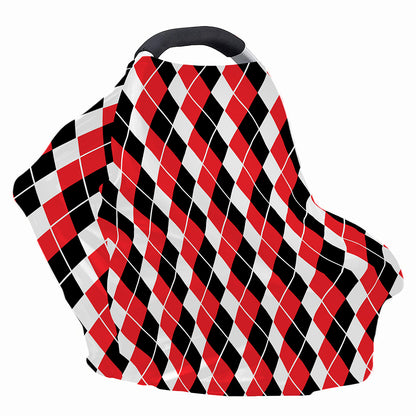 Red Black And White Argyle Print Baby Seat Cover