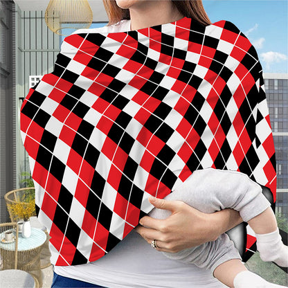 Red Black And White Argyle Print Baby Seat Cover