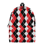 Red Black And White Argyle Print Backpack