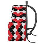Red Black And White Argyle Print Backpack