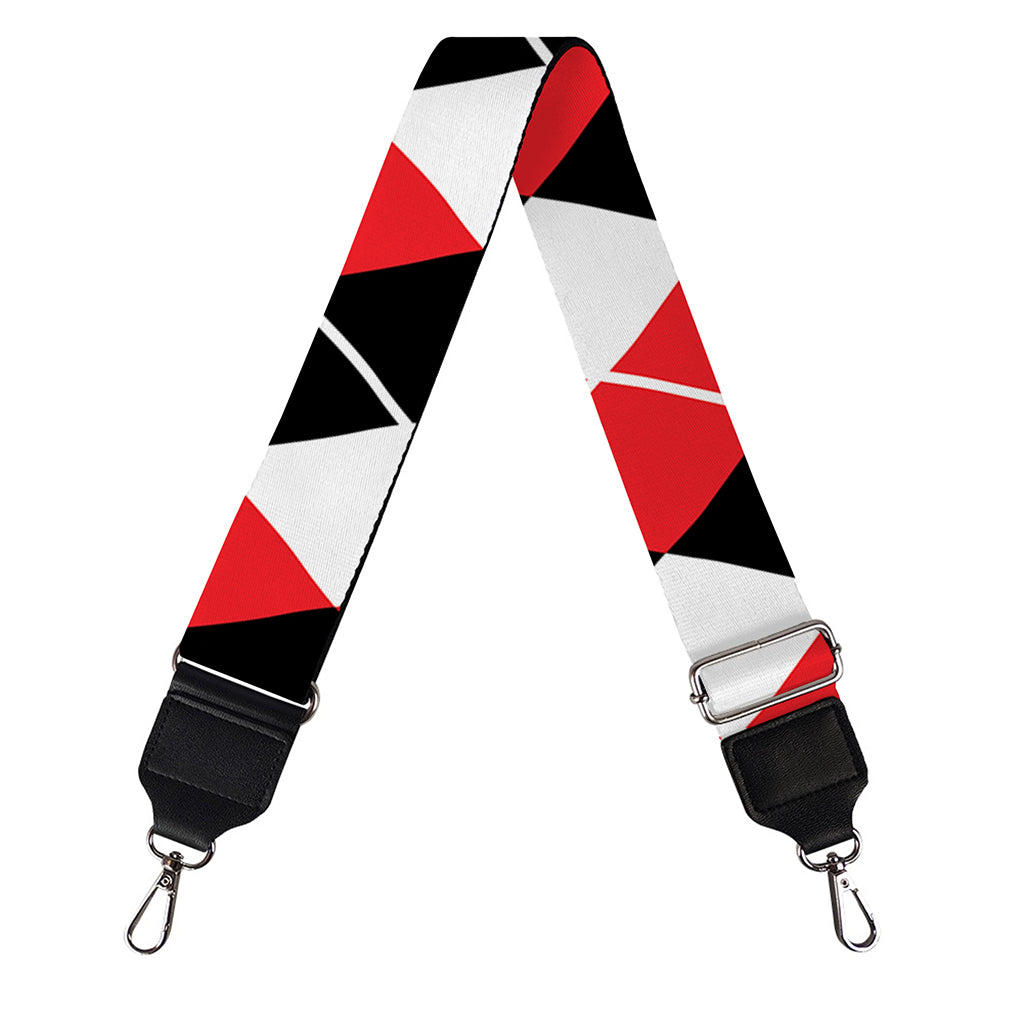 Red Black And White Argyle Print Bag Strap