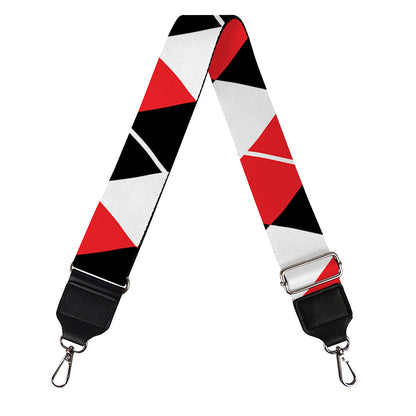 Red Black And White Argyle Print Bag Strap