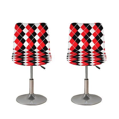Red Black And White Argyle Print Bar Stool Covers