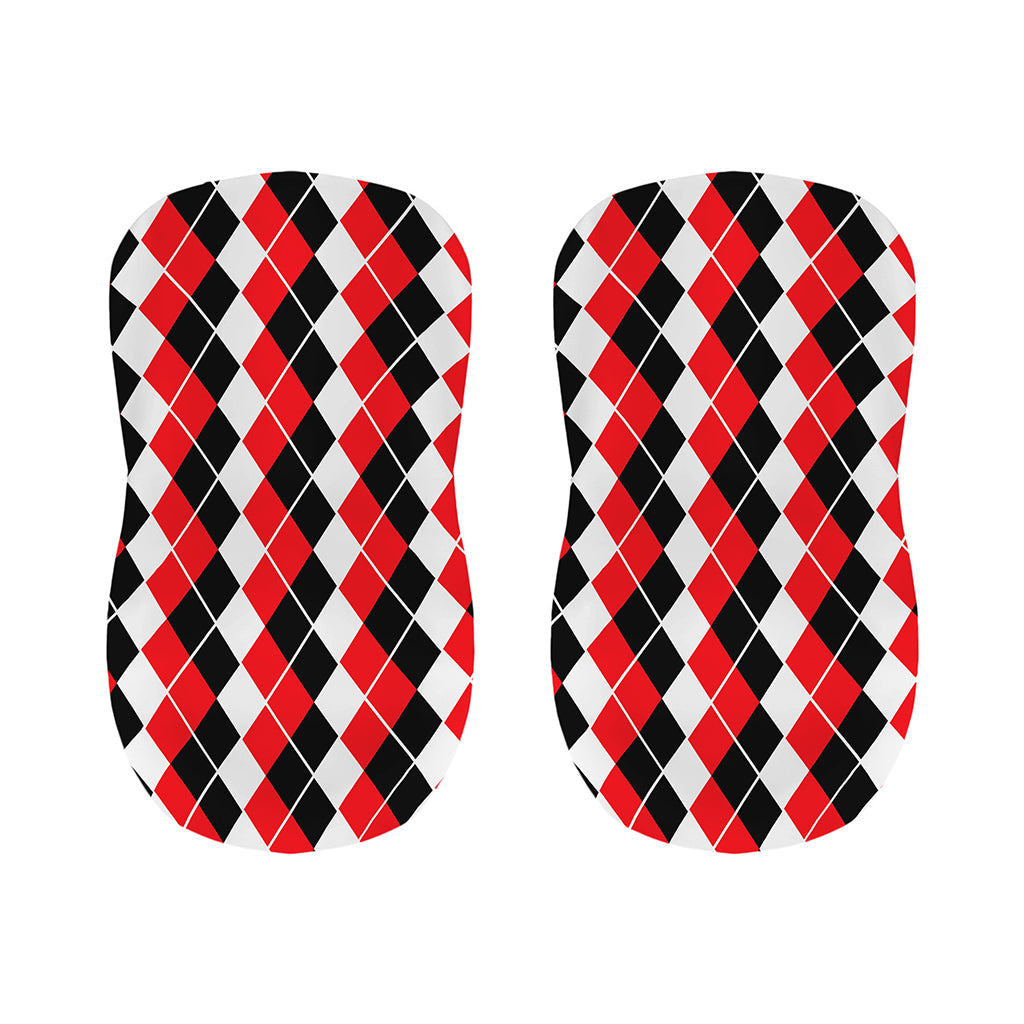 Red Black And White Argyle Print Bar Stool Covers