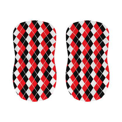 Red Black And White Argyle Print Bar Stool Covers