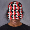 Red Black And White Argyle Print Baseball Cap