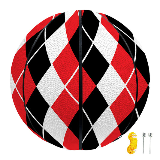Red Black And White Argyle Print Basketball