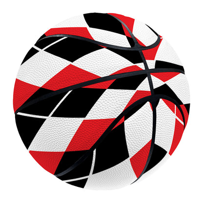 Red Black And White Argyle Print Basketball