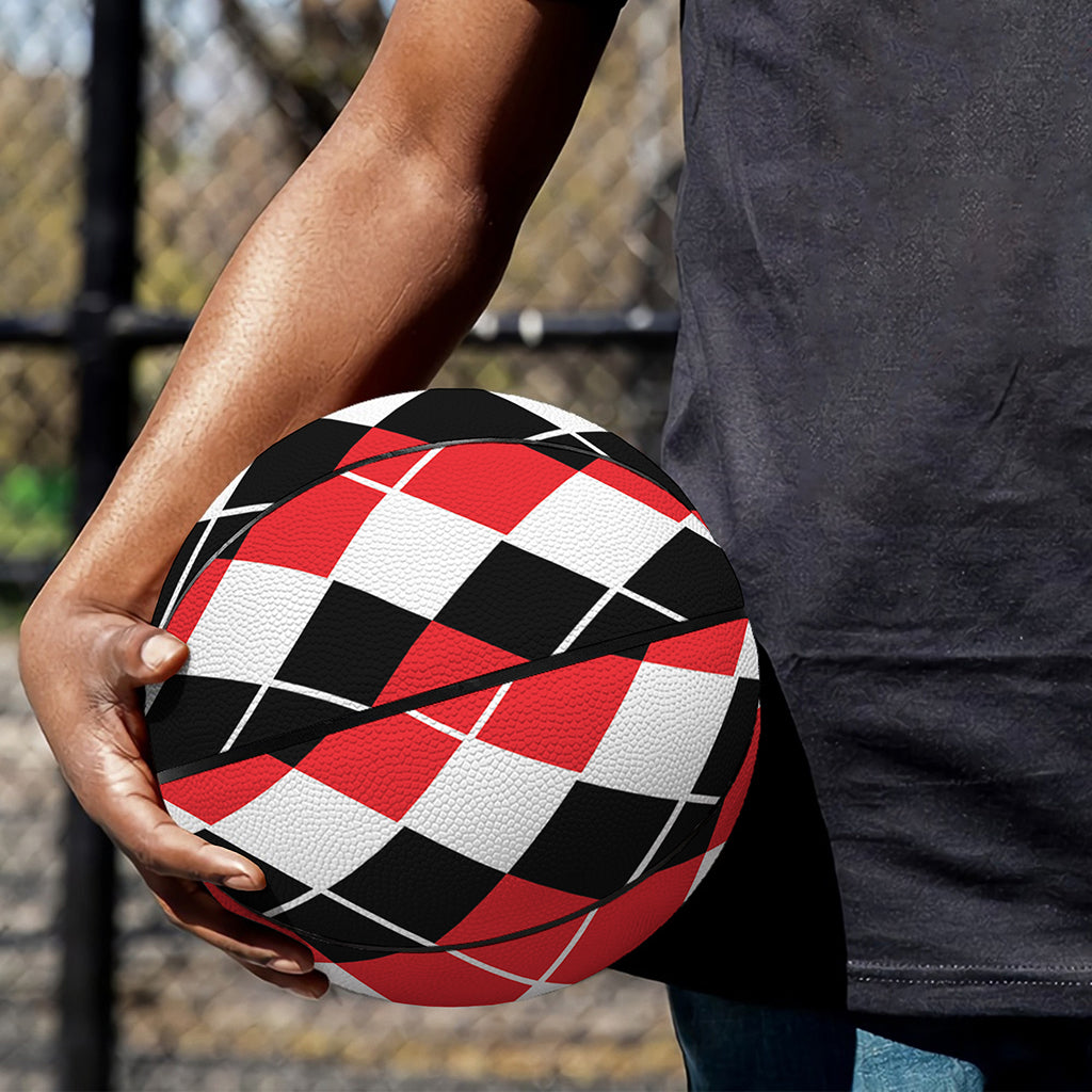 Red Black And White Argyle Print Basketball