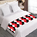 Red Black And White Argyle Print Bed Runner
