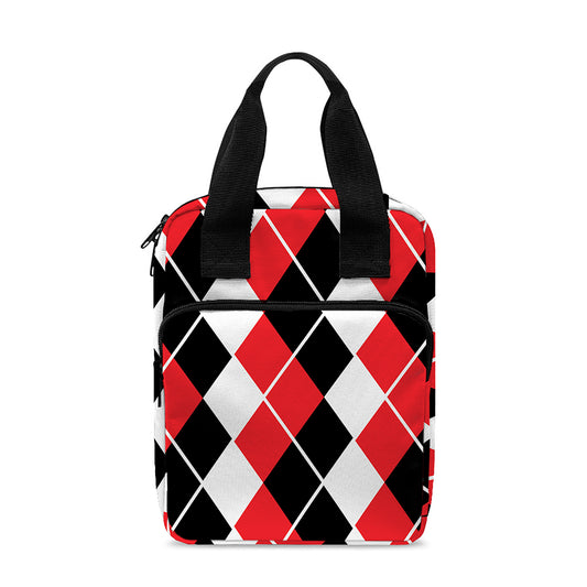 Red Black And White Argyle Print Bible Tote Bag