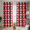 Red Black And White Argyle Print Blackout Pencil Pleat Curtains