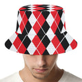 Red Black And White Argyle Print Bucket Hat